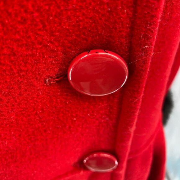 VTG Colette Wolfgang Kaiser red wool blend coat Size 6 Medium jacket long faux f - Picture 6 of 16